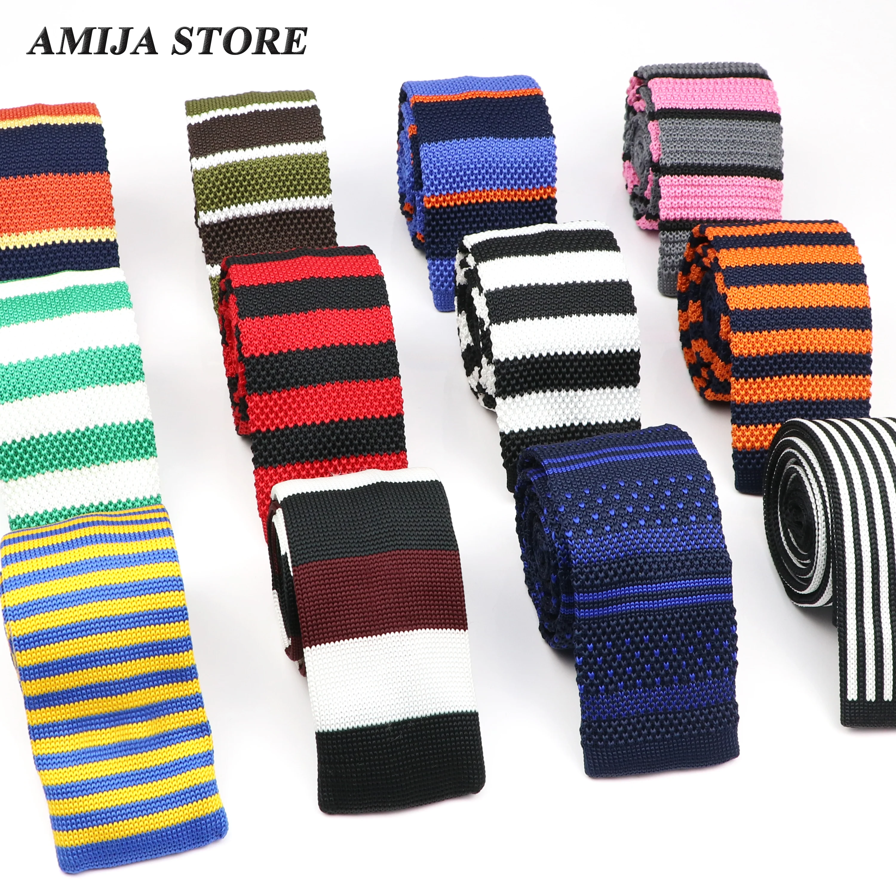 Knit Ties Knitted Striped Tie Men's Fashion Ties Colourful Skinny Narrow Knit Neck Origin Gift For Men Cravat Daily Wear Gifts