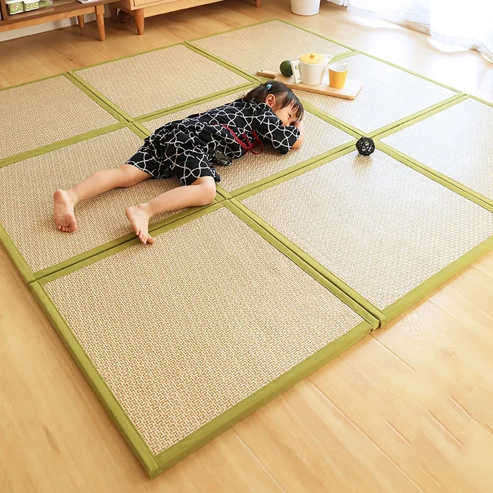

Japanese Traditional Tatami Mattress Mat Rectangle Large Foldable Floor Rattan Mat For Yoga Sleeping Tatami Mat Flooring Cushion