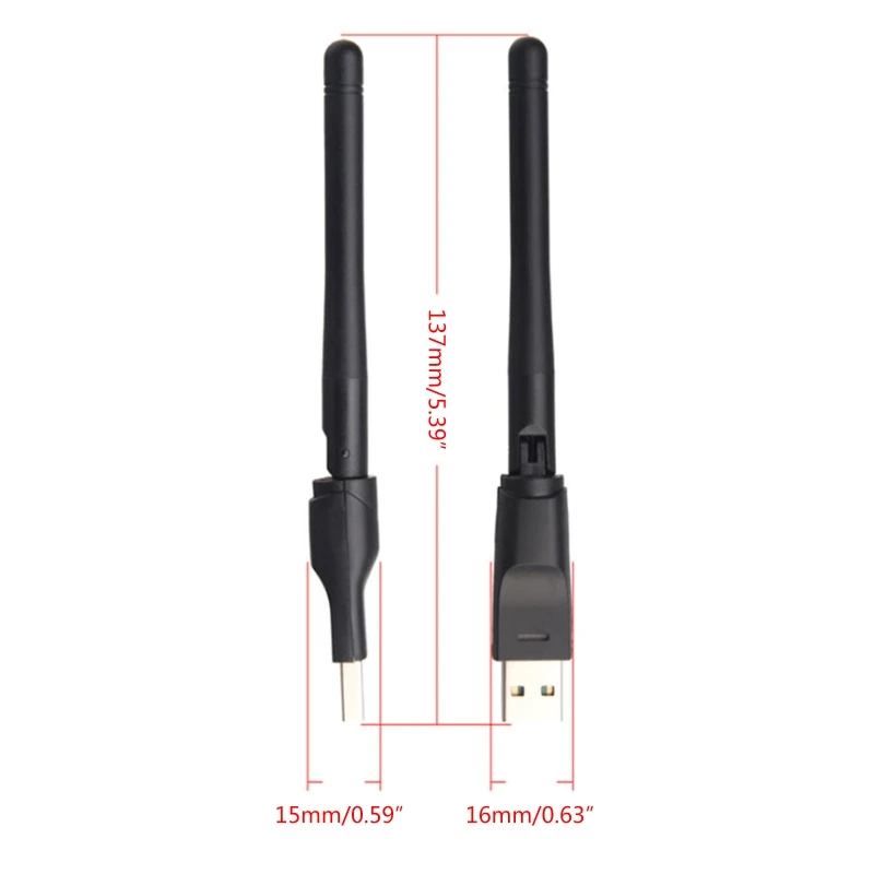 Tarjeta adaptadora WiFi USB RT5370, receptor Lan de red inalámbrica de 150Mbps y 2,4 GHz, Chip Ralink5370 con antena giratoria, RT5370-2DB