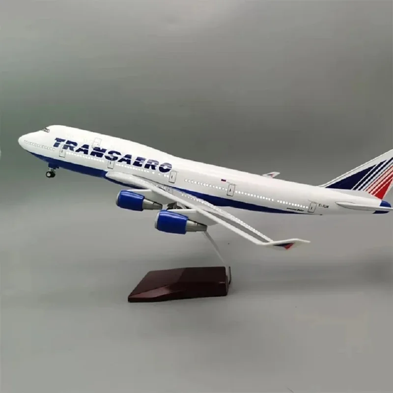 47cm Russian Intercontinental Airlines 747 Resin Simulation Passenger Aircraft Model Decoration Gift Fan Souvenir with Lights