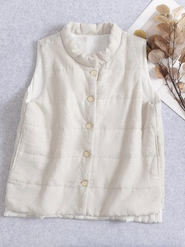 

Thiened Warmth Cotton Vest Women's Faionable Retro Sle Autumn Winter New Arrival Versatile Cotton Jaet Vest Top