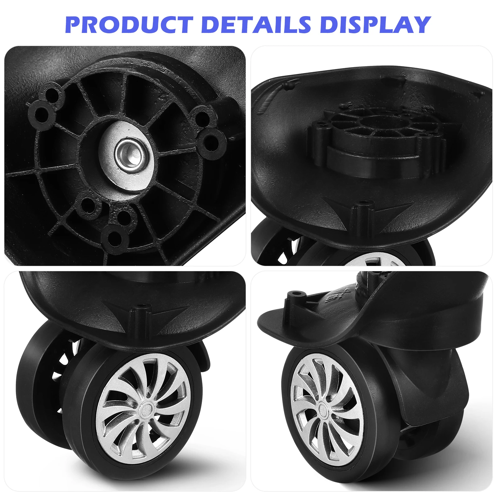 4pcs Carrier Wheel Replacement Luggage Suitcase Wheels Swivel Universal Wheel Black Swivel Suitcase Luggage Casters Black