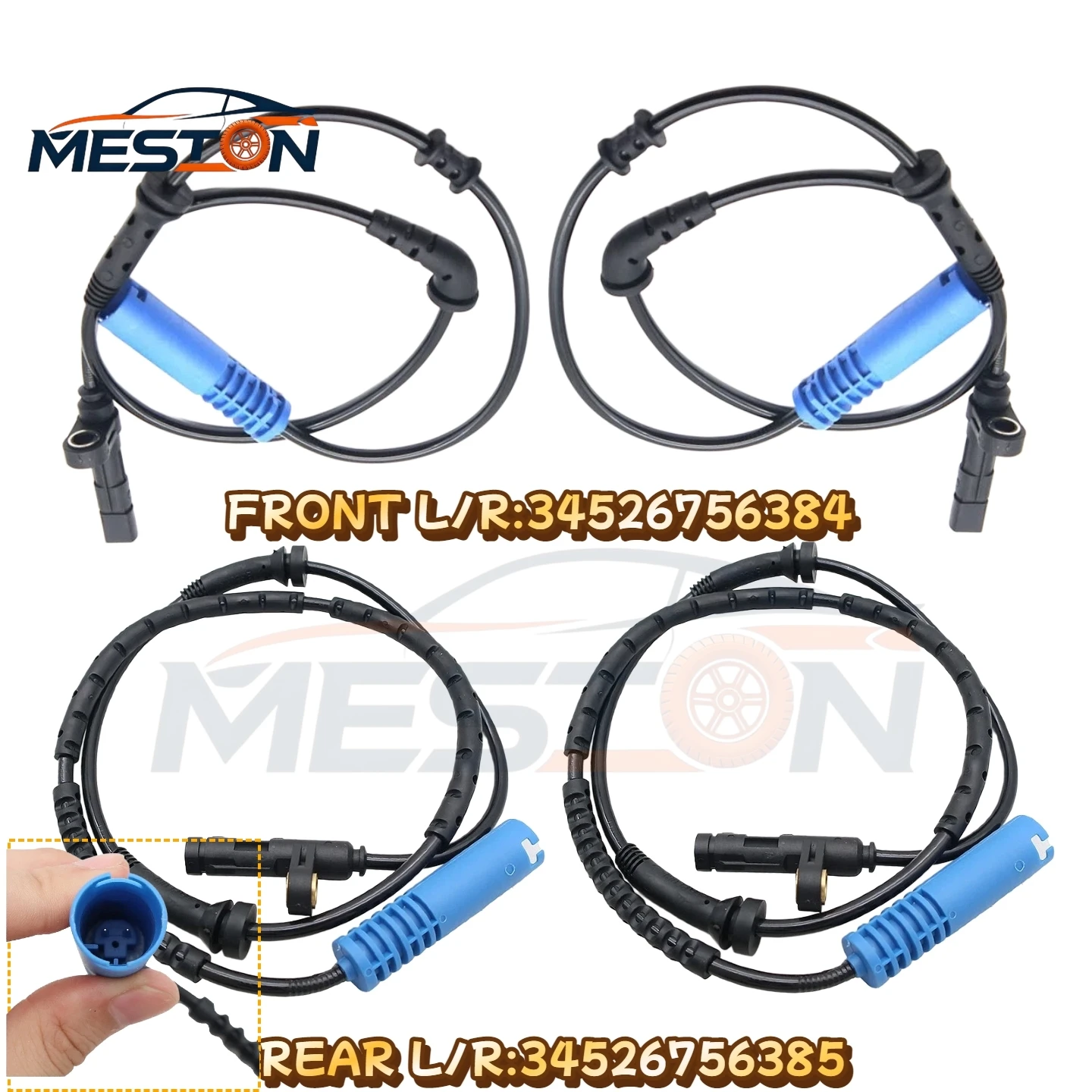 OEM 34526756384 34526756385 4PCS Front Rear Left/Right  ABS Wheel Speed Sensor For Mini Convertible R50 R52 R53  Car Parts