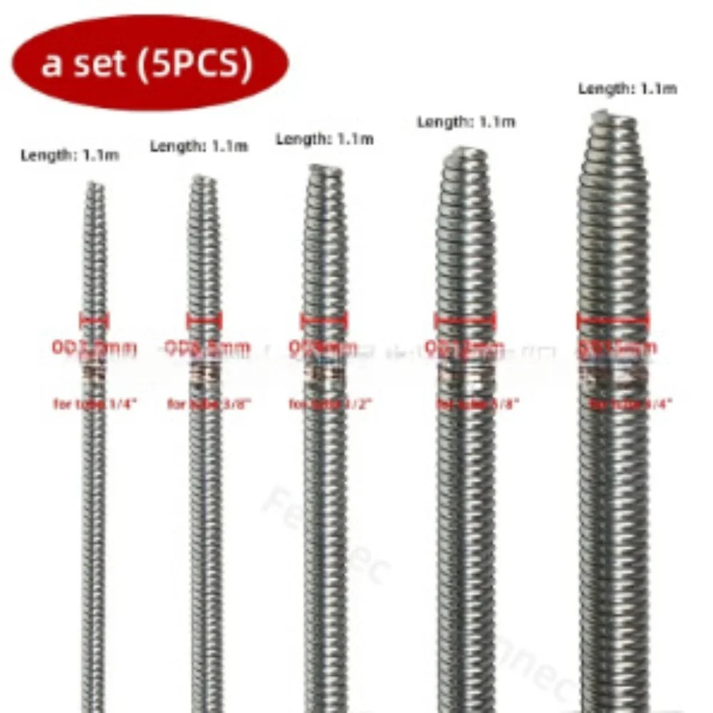 Tube Bender Set for Pipe O D 14 516 38 12 and 58 Inch Spring Steel Tubing Benders for Accurate Metal Pipe Bending