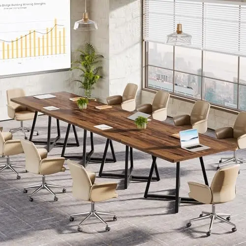 31.5" Square Conference Table, Industrial Office Meeting Table for 4 People, Business Podcast Furniture with Metal Base view 5