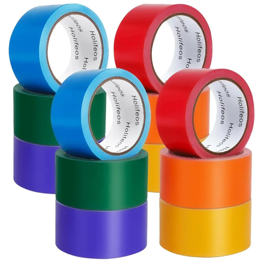 

Разноцветная клейкая лента (скотч) в упаковке из 6 рулонов, 15 ярдов x 2 дюйма, сверхпрочная, водонепроницаемая, без остатка следов, отрывающаяся вручную, для поделок и упаковки