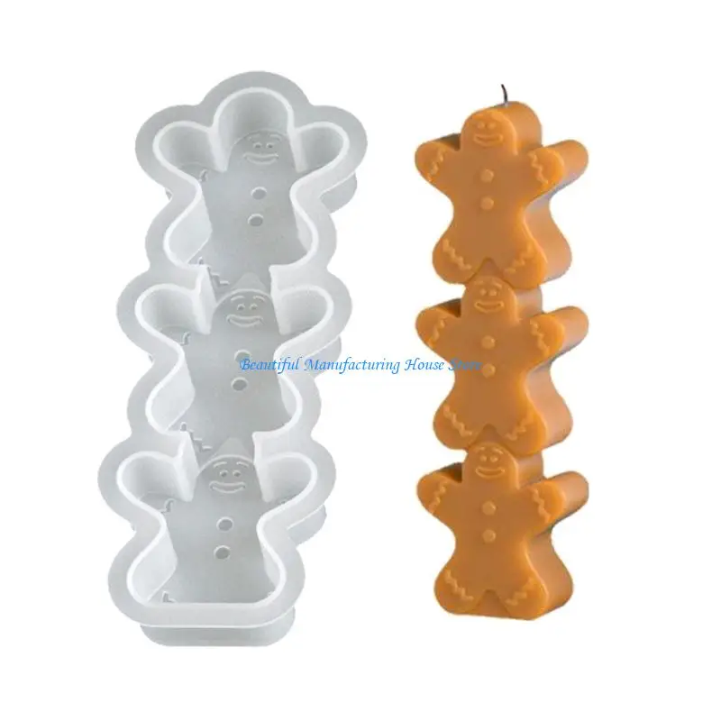 قالب سيليكون عيد الميلاد E56A لحرف الشموع Santa Gingerbreads Renindeer Angel Decoration #5