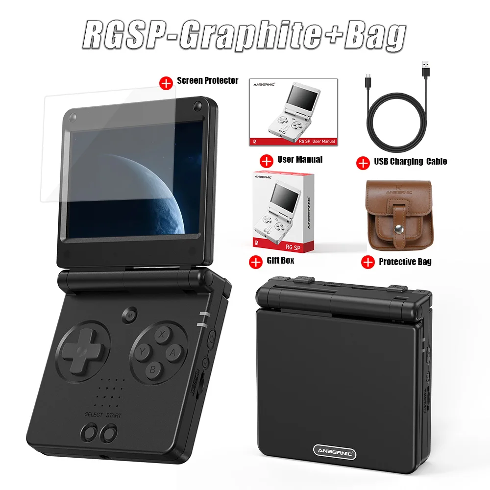 Anbernic RGSP 3.4'' IPS-scherm Flip Handheld Console Linux-systeem HDMI-compatibele TV-uitgang Clamshell Game Player 3300 mAh RG SP