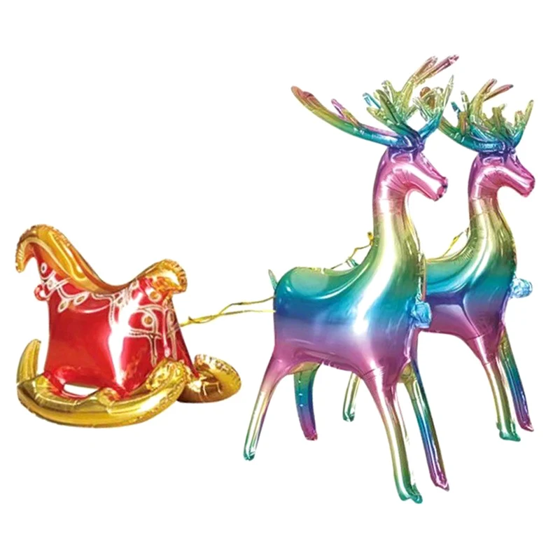 1Pc Christmas Elk Metallic Color Deer Balloons Standing Animal Foil Balloon Kids Inflatable Toys Party Decor Chiden Gifts