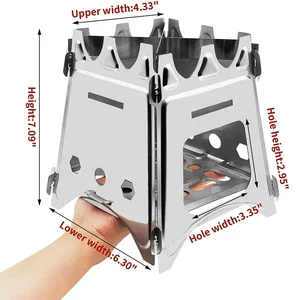 Portable camp wood stove, stainless steel, folding lightweight wood stove, outdoor walks traveling picnic barbecue 8 Main Sales Wood Fogao Portatil - №1