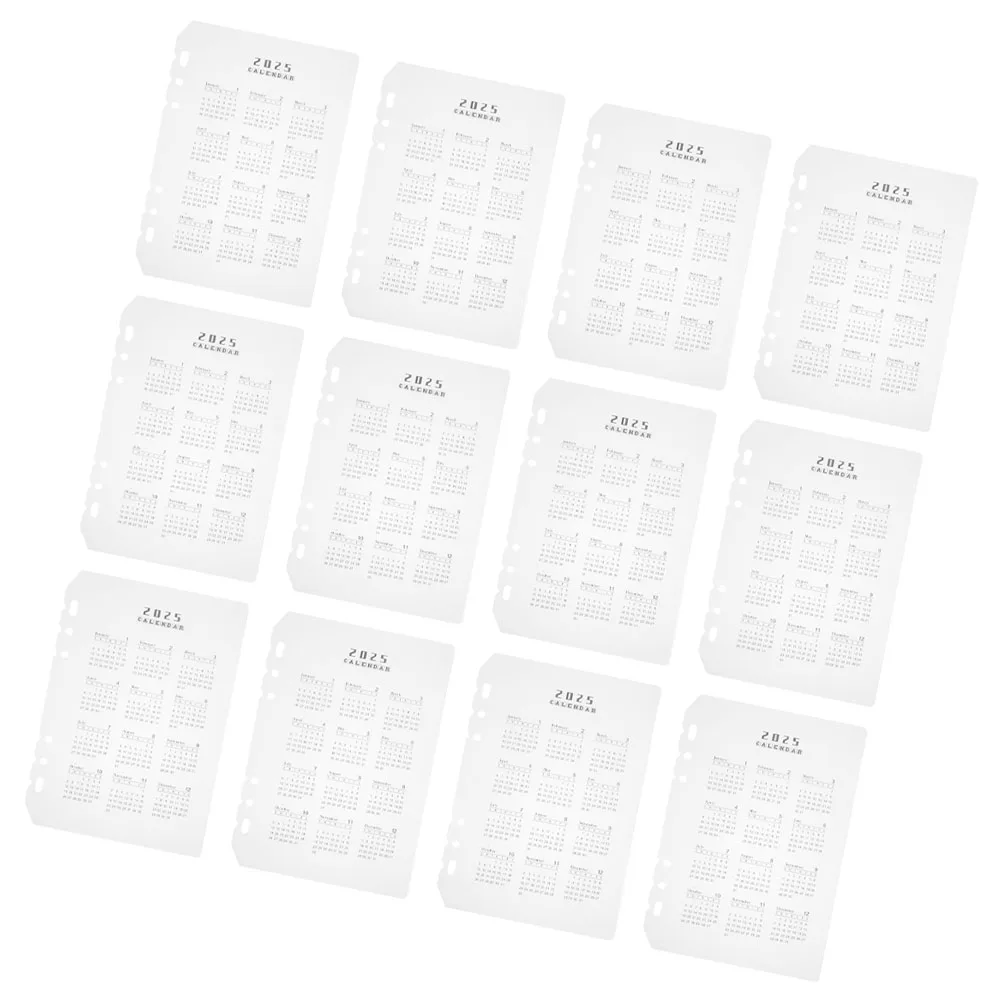

12 Pcs Calendar Dividers Frosted PP Planner Inserts Loose Leaf Binder Separator Notepad Refill Desk Accessories Household