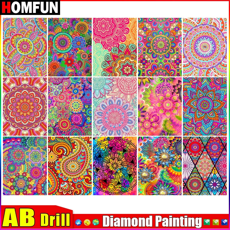 

HOMFUN AB "Mandala Landscape" Diamond Painting 5D Full Square/Round Drill Home Decor DIY Diamond Embroidery Cross Stitch