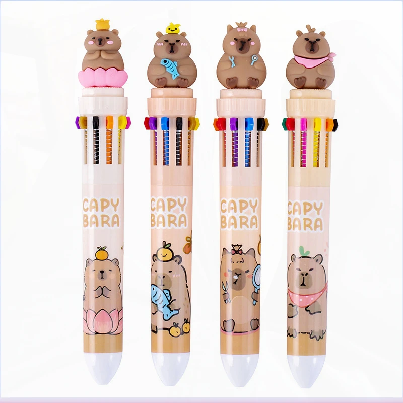 24-Pack Creative Capybara Animal Ten-Color Ballpoint Pens As Perfect Gifts for Friends and Family