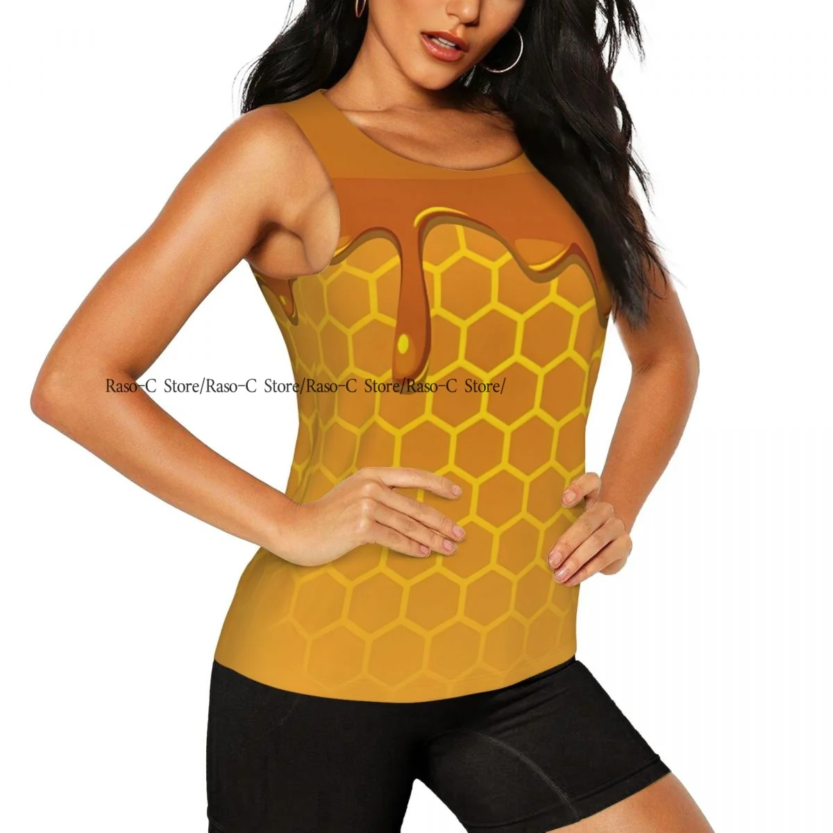 Women's Workout Tank Tops Quick Dry Sleeveless Athletic Shirts Melting Honey On Honeycomb Texture Gym Yoga Tops