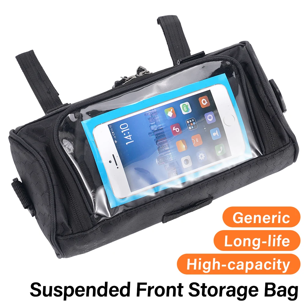 Motorcycle Handlebar Front Bag Water Resistant Polyester TPU Touch Screen Phone Bag For Bicycle E‑Bike Cycling Accessories