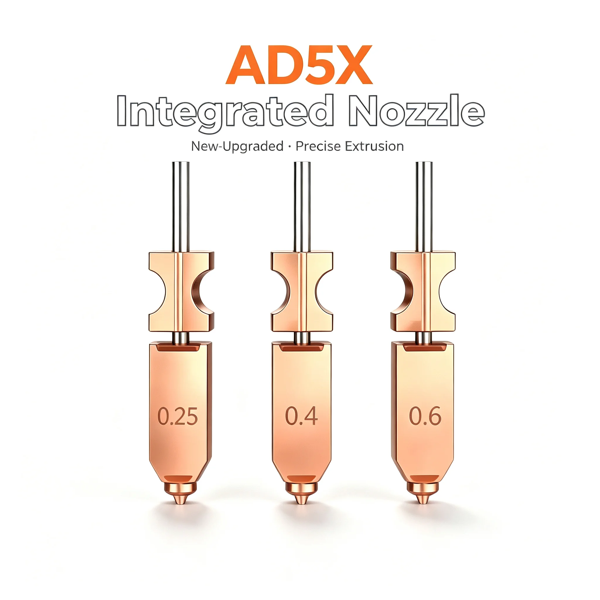 Upgraded Bimetallic Hardened Steel Nozzle for FlashForge AD5X, 0.2/0.4/0.6/0.8mm Hotend Nozzle 3D Printer Replacement Parts