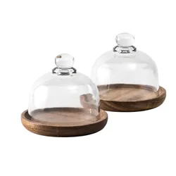 Mini Glass Dessert Dome with Base, Small Decorative Cake Tray with Glass Dome Cover, Cake Fruit Display Server Tray for Kitchen