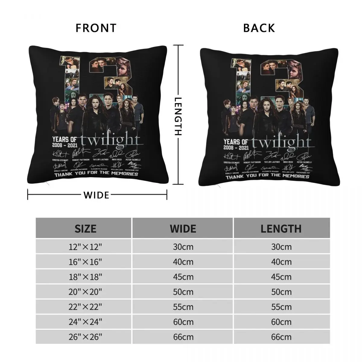 Twilight Midnight Sun Movie Square Pillowcase Pillow Cover Polyester Cushion Comfort Throw Pillow for Home Living Room