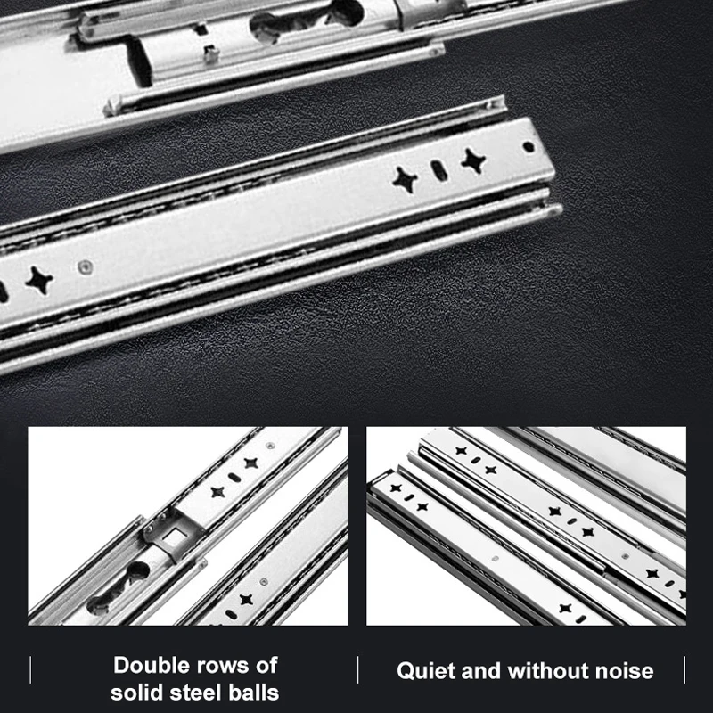 Imagem -04 - Gaveta de Heavyduty Slides com Bloqueio Teclado Slide Silencioso 2-fold Trilho Guia Gabinete Móveis Hardware 25135 Centímetros Aço Inoxidável