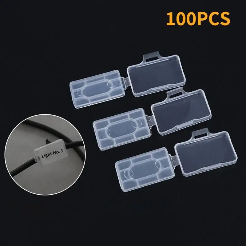 Cable Label Tag Box Transparent Plastic Wire Marker Name Holder Identification Seal for Cord Management Accessories