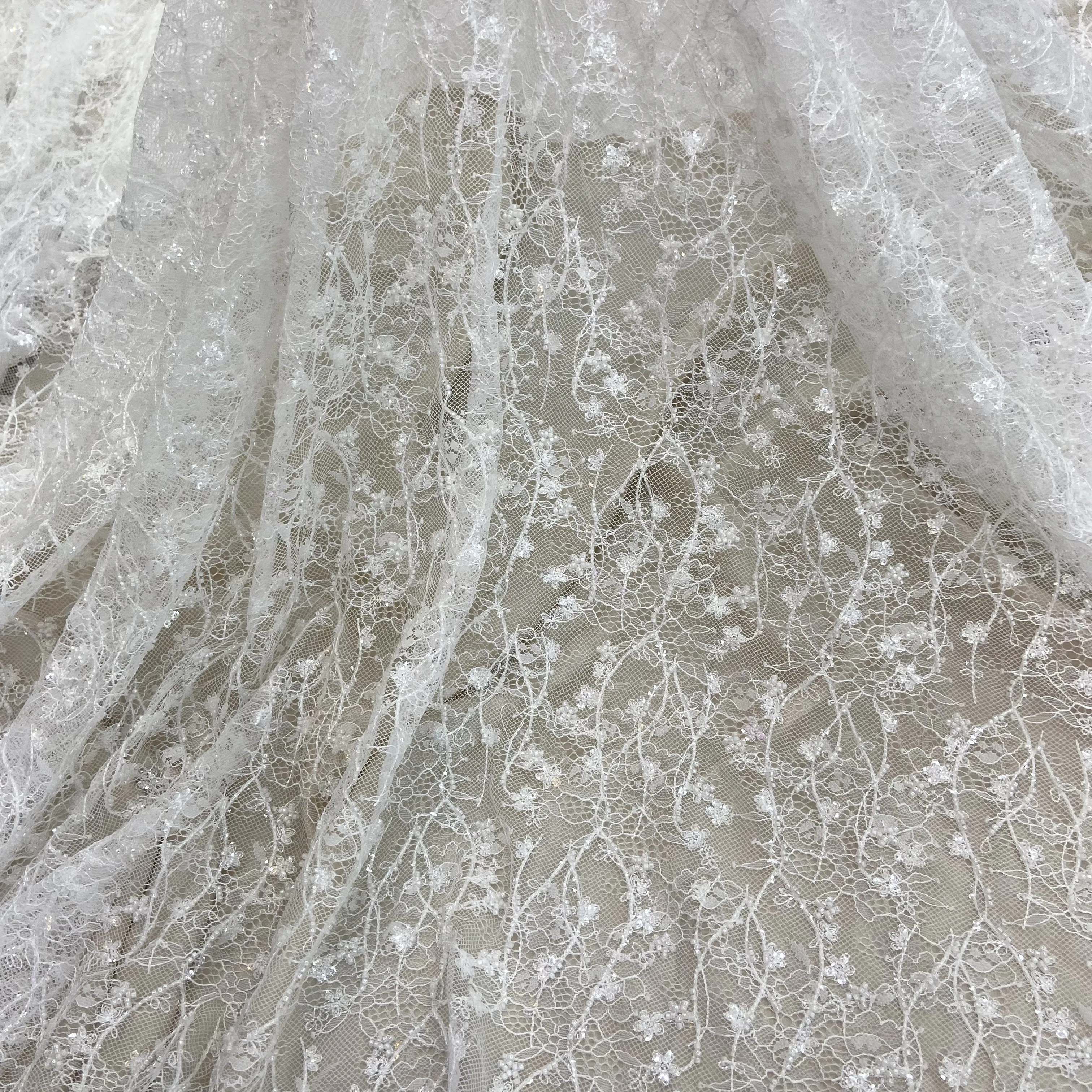 Simple And Fresh Lines Bead Tube Sequin Embroidery Suitable For Wedding Dress Fabric Tablecloth Curtain DIY