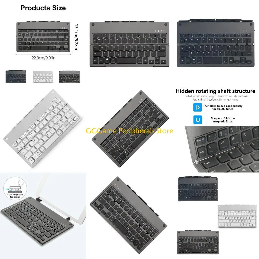 

U55B Folding Wireless Keyboard Rechargeable Battery Small Keypad with Holder For Phone Tablets Laptops Widely Used