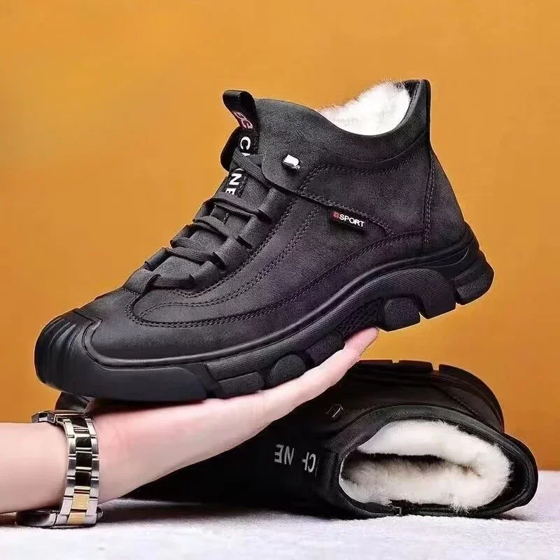 Zapatillas de invierno para hombre, botas versátiles, calzado informal para hombre, botas de nieve para hombre, botas cálidas para hombre, botas de caña alta, botas de senderismo, botas con suela gruesa.