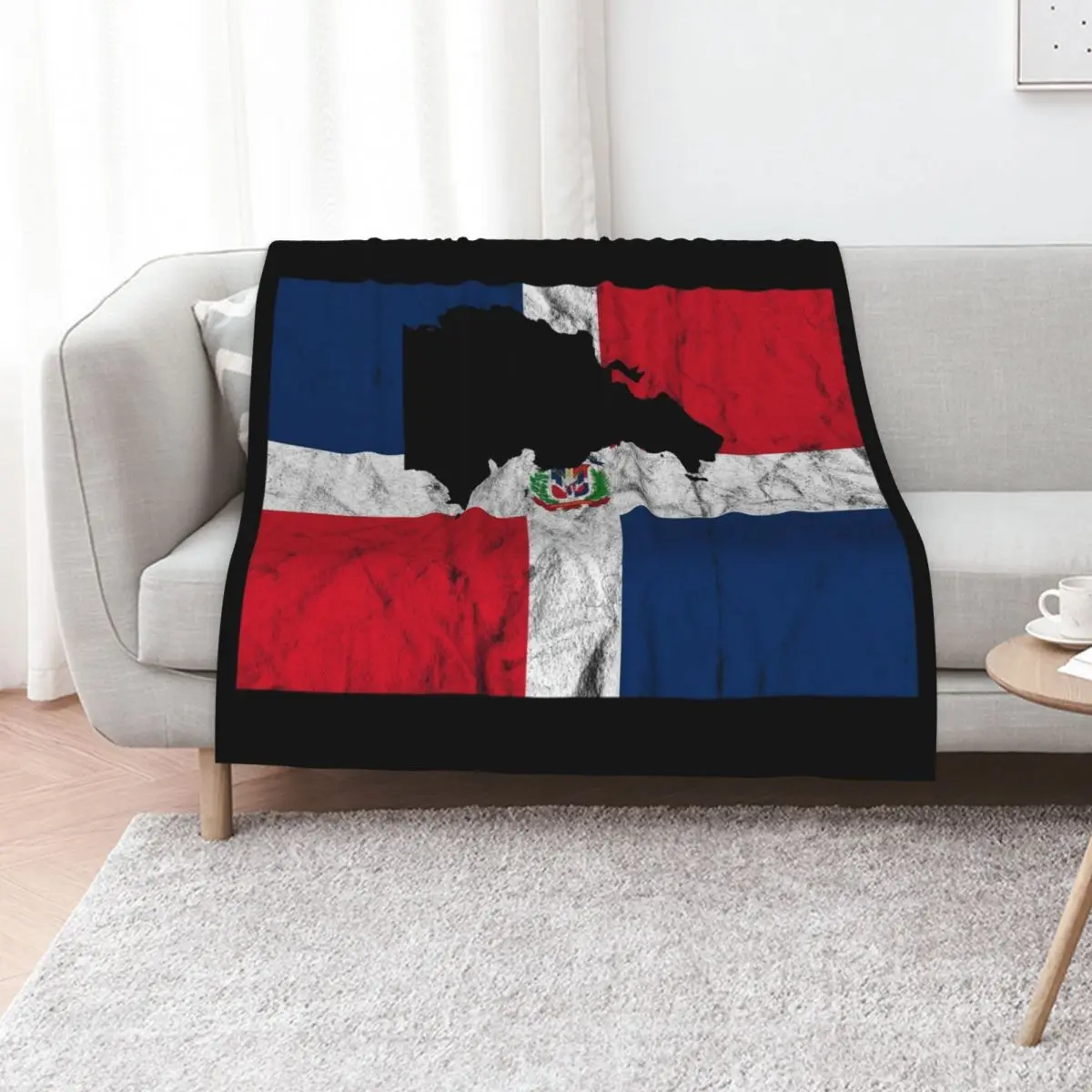 Dominican Republic Silhouette Flag Throw Blanket Warm Napping Blanket for Office Couch Bed