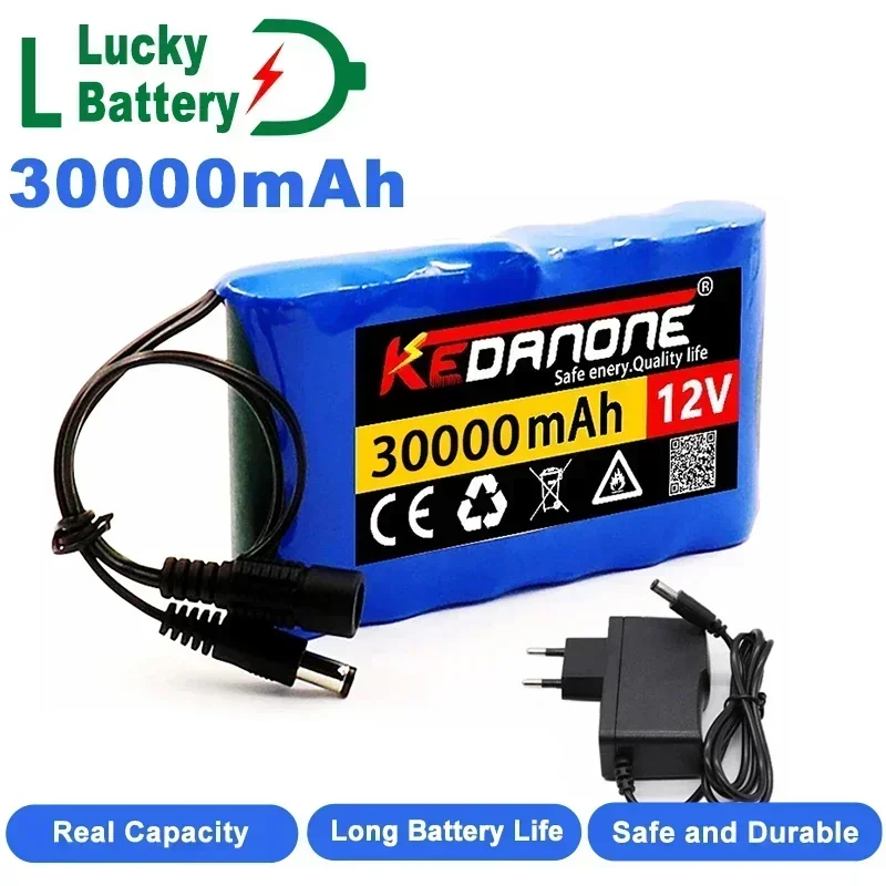 Lucky Rechargeable Battery 12V 30000mah  Lithium Battery Pack Capacity DC 12.6V 30Ah CCTV Cam Monitor with Charger