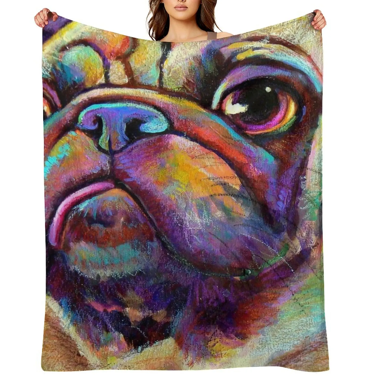 

Adorable PUG PUPPY with DERP TONGUE Throw Blanket Decorative Sofa blankets and throws Soft Plaid Bed Fashionable Blankets