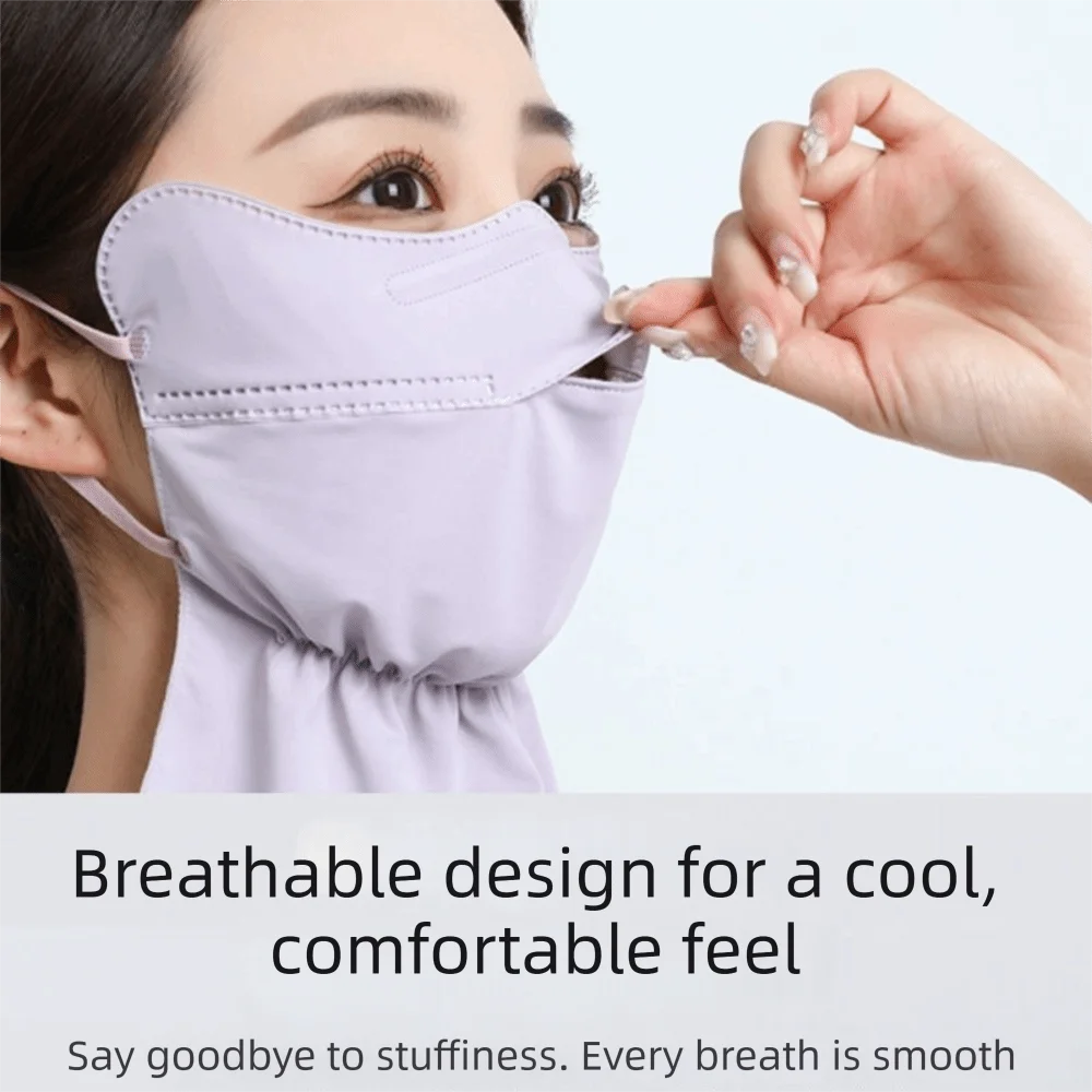 

Fashion Quick Drying Ice Silk Mask Breathable Hanging Ear Sun Protection Mask Solid Color Face Cover Women