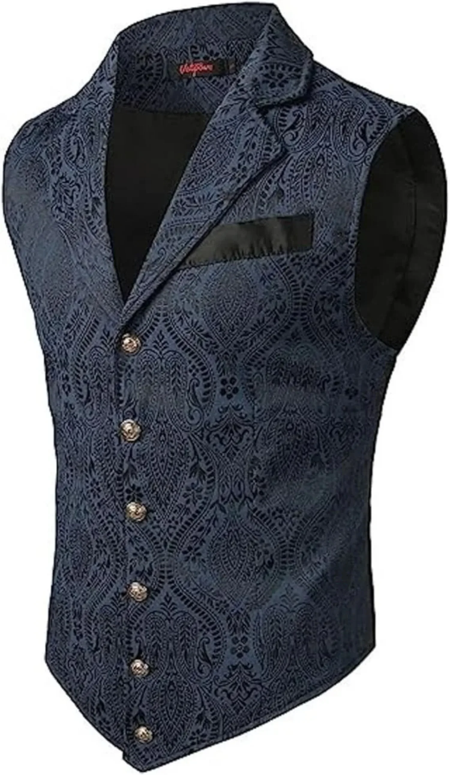 Viktorianische Blumen-Jacquard Herrenanzugweste Formelle Business-Weste mit Revers Einreihig Slim Fit Weste für Hochzeit Bankett Party – Detail 21