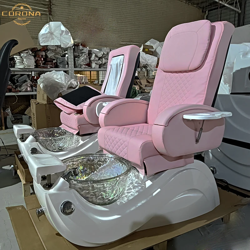 Nail Salon Furniture Pink Foot Spa Massage Pedicure Chair Luxury