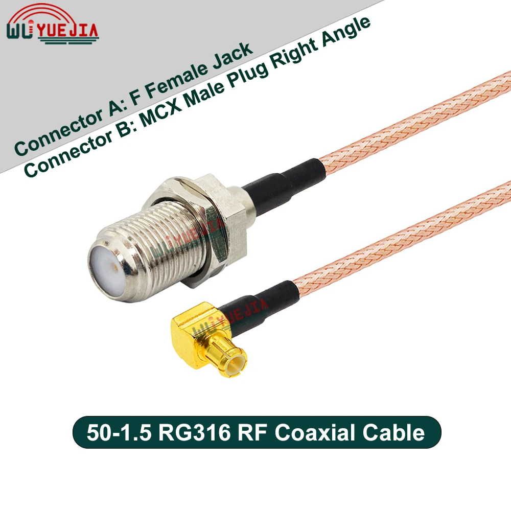 F to MCX RG-316 Cable MCX Male Plug to F Male / Female Jack Connector 50 ohm RF Coaxial Cable Antenna Extension Jumper Pigtail