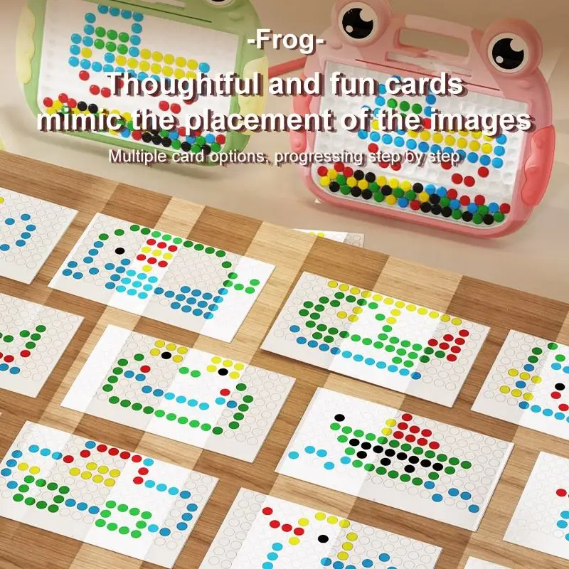 Montessori Children Magnetic Drawing Board Toys with Magnet Beads and Pen Cute Frogs Large Doodle Board for Kids Educational Toy