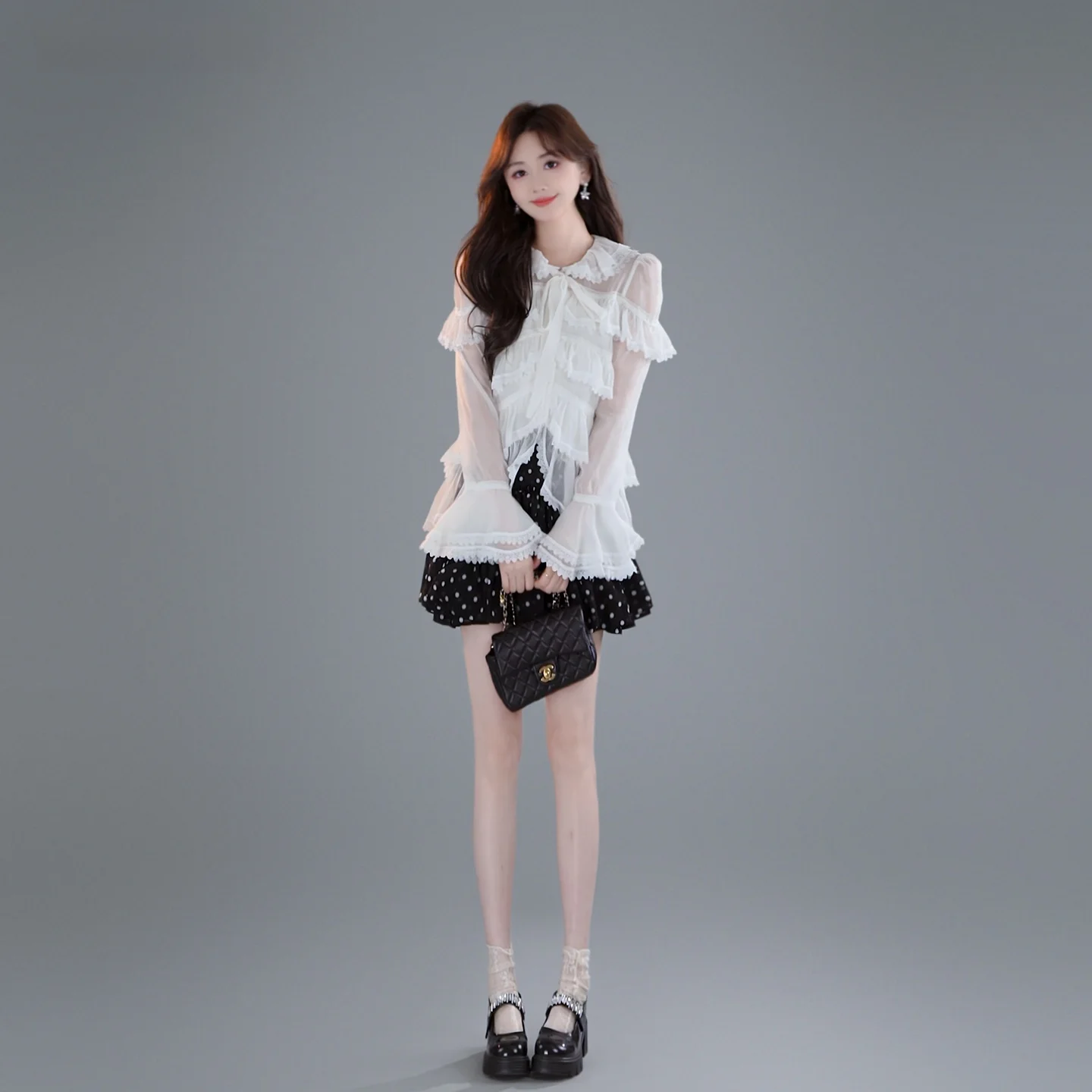 

Annelily Gentle Casual Women's irt Spring New Sle Long Sve Polyester Fiber round Ne Button Closure Daily Wear