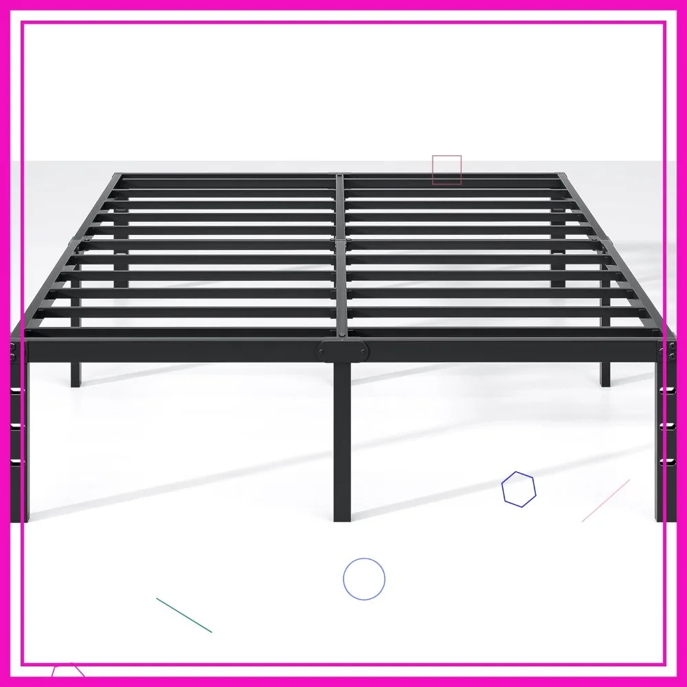 

King Size Metal Bed Frame with Storage, Heavy Duty Mattress Foundation, Easy Assembly in Black