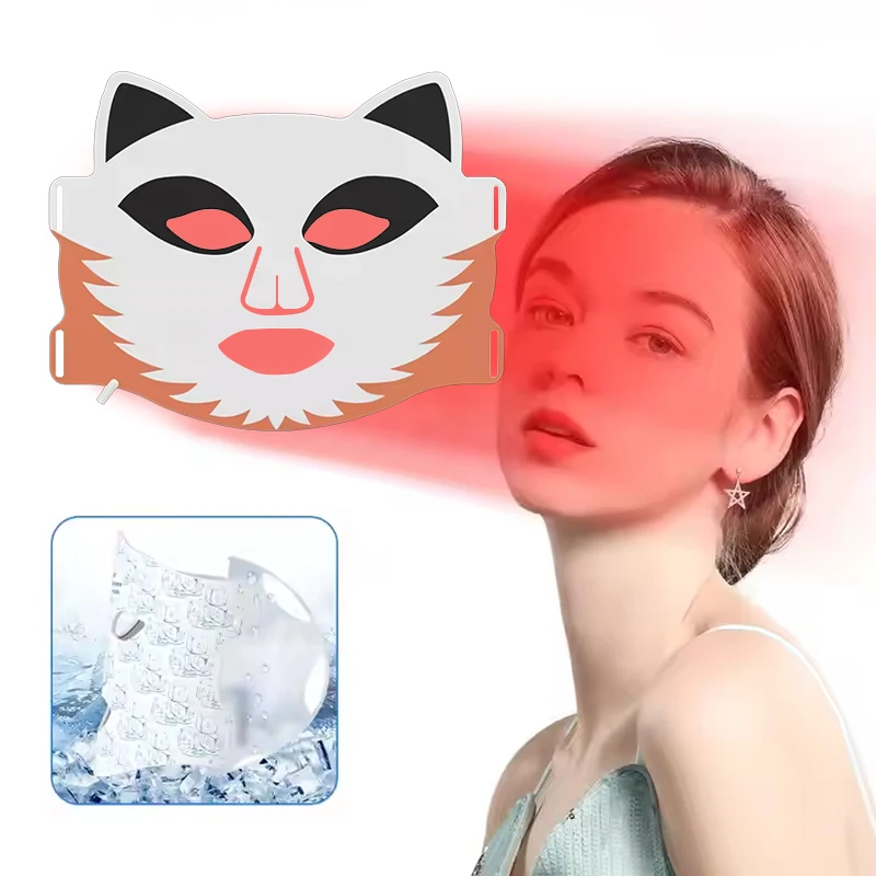 赤色光マスク内蔵バッテリーフェイスマスク 3 色 USB プラグ 460NM 590NM 630NM 850NM アイスフェイシャルイエローブルー LED 赤色光療法