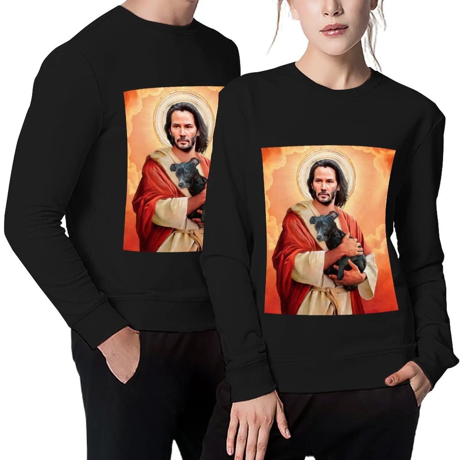 

keanu jesus Canvas P Pullover men's coat anime clothing fashion men korean autumn clothes hooded sweatshirt for men