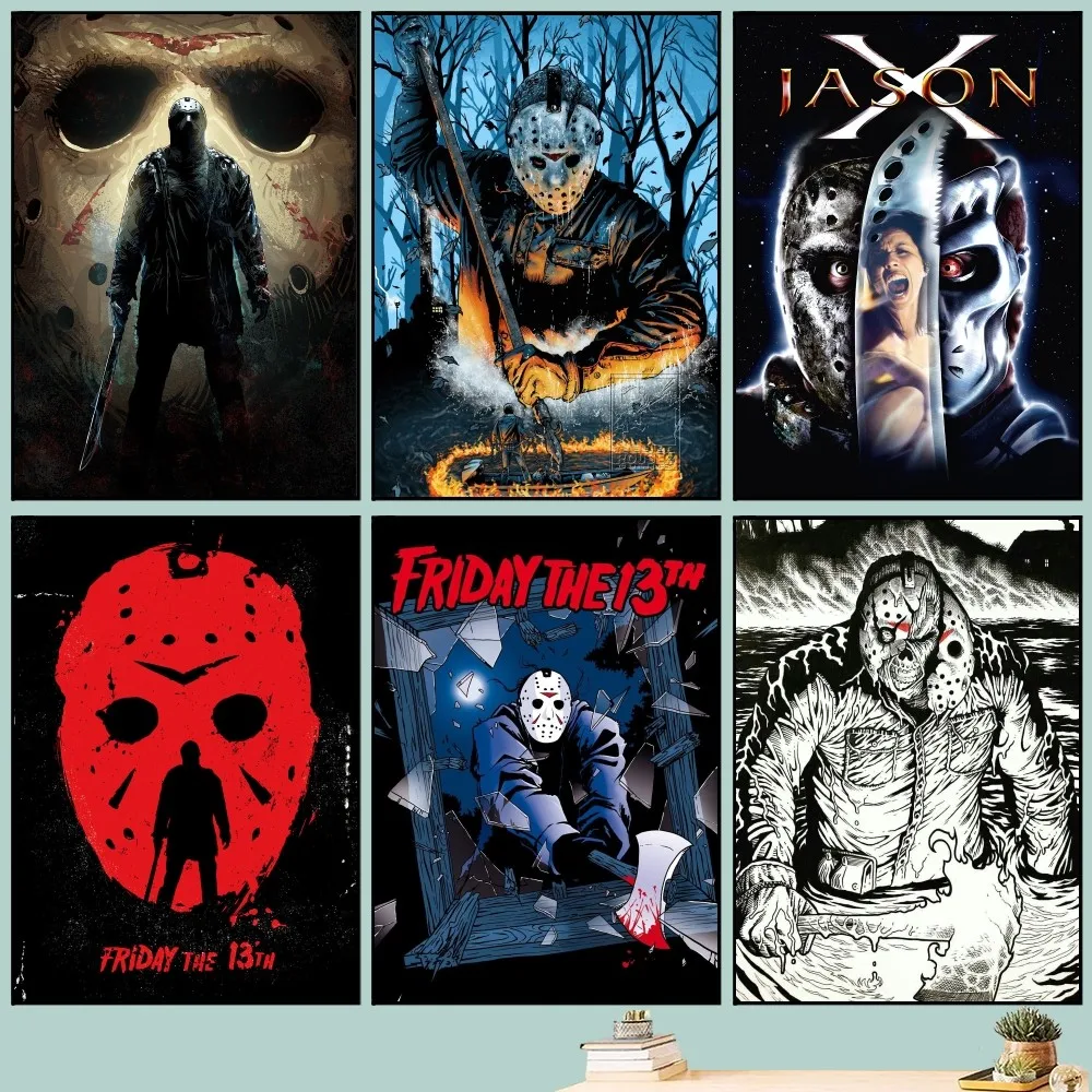 J-Jason Horror V-Voorhees Poster DIY Vintage Movie Poster Wall Art Painting Study Stickers Big Szie Wall Painting