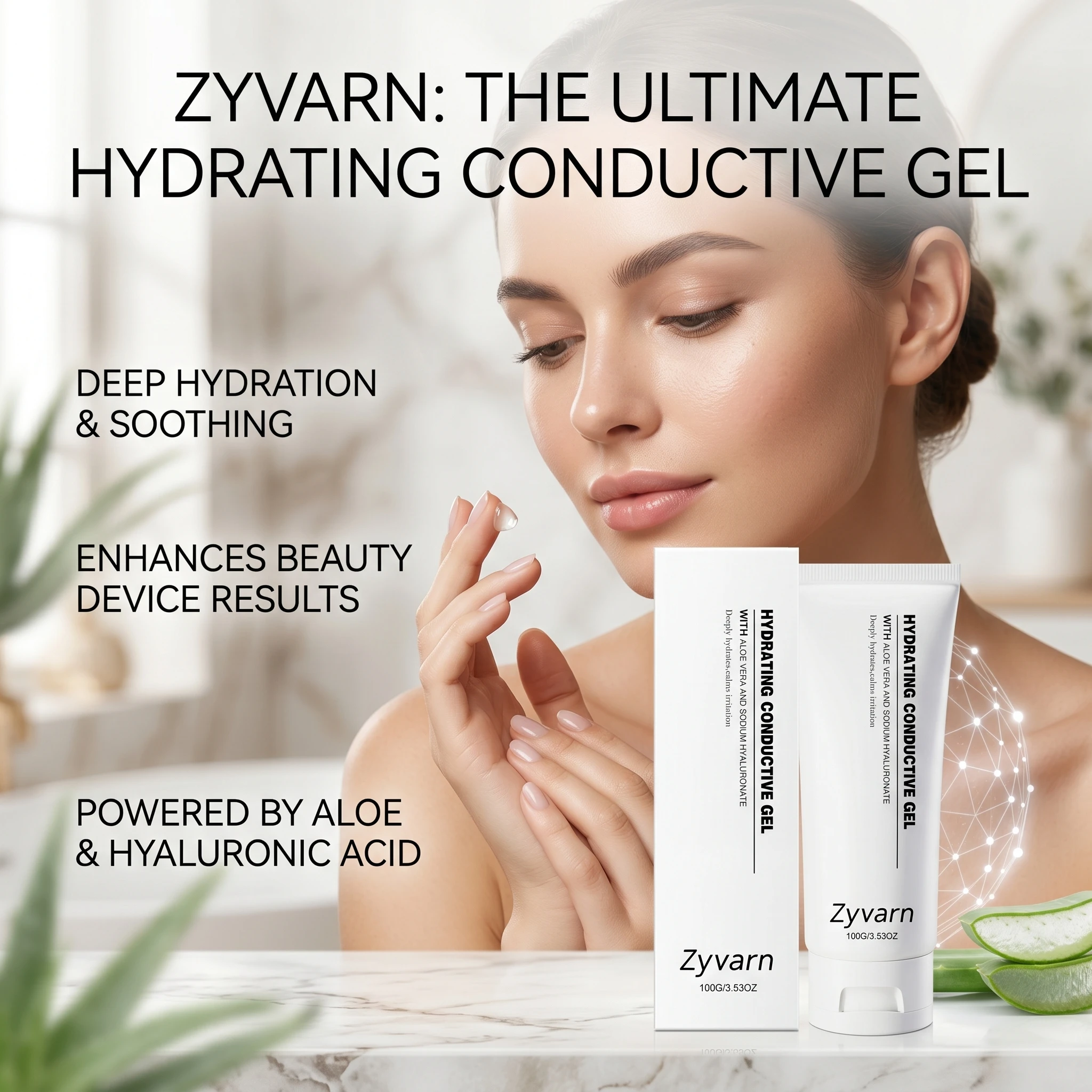 Aloe Vera Hydrating Gel for Beauty Devices Moisturizing Softening Skin Reduce Redness Hydrating Calming Skin Reduces Irritation