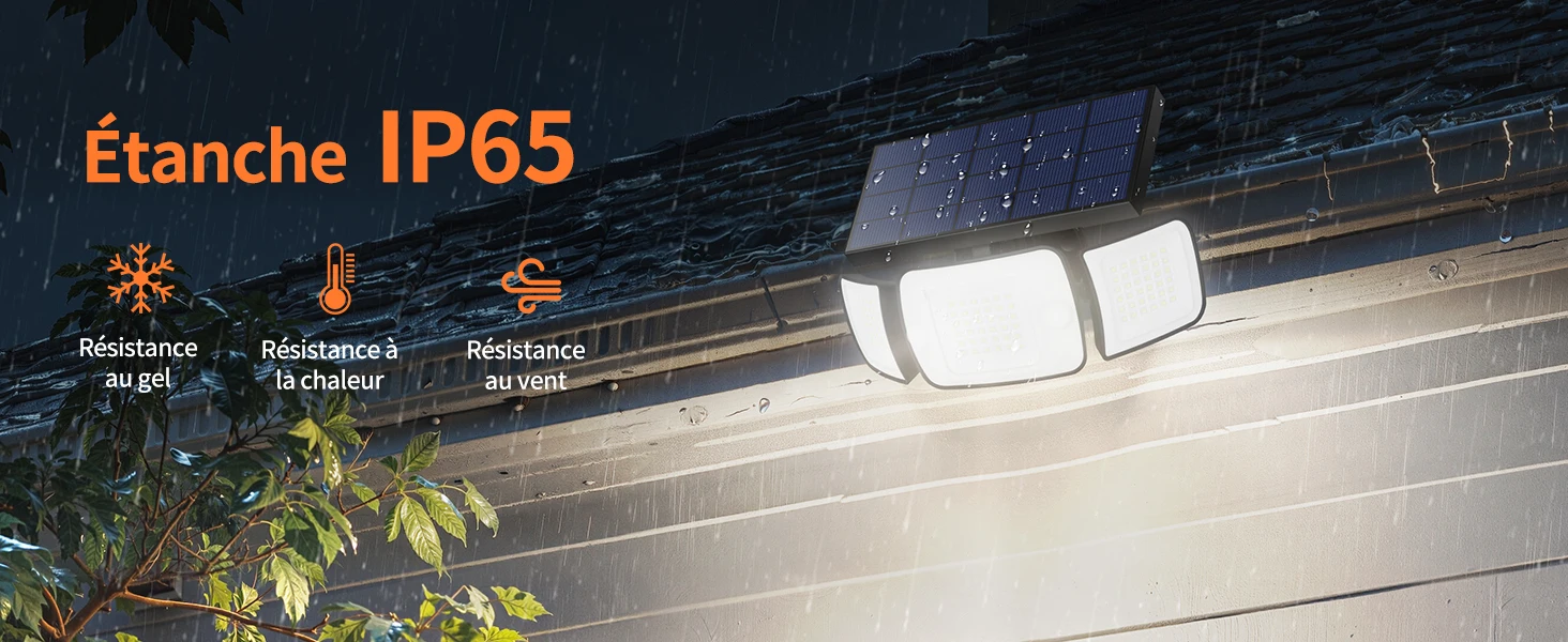 Intelamp Solar-Außenstrahler mit langer Batterielaufzeit (6000 mAh), größerem Solarpanel für schnelleres Laden, zwei Sensoren für breitere und längere Erfassung für Hof und Garage. – Detail 11