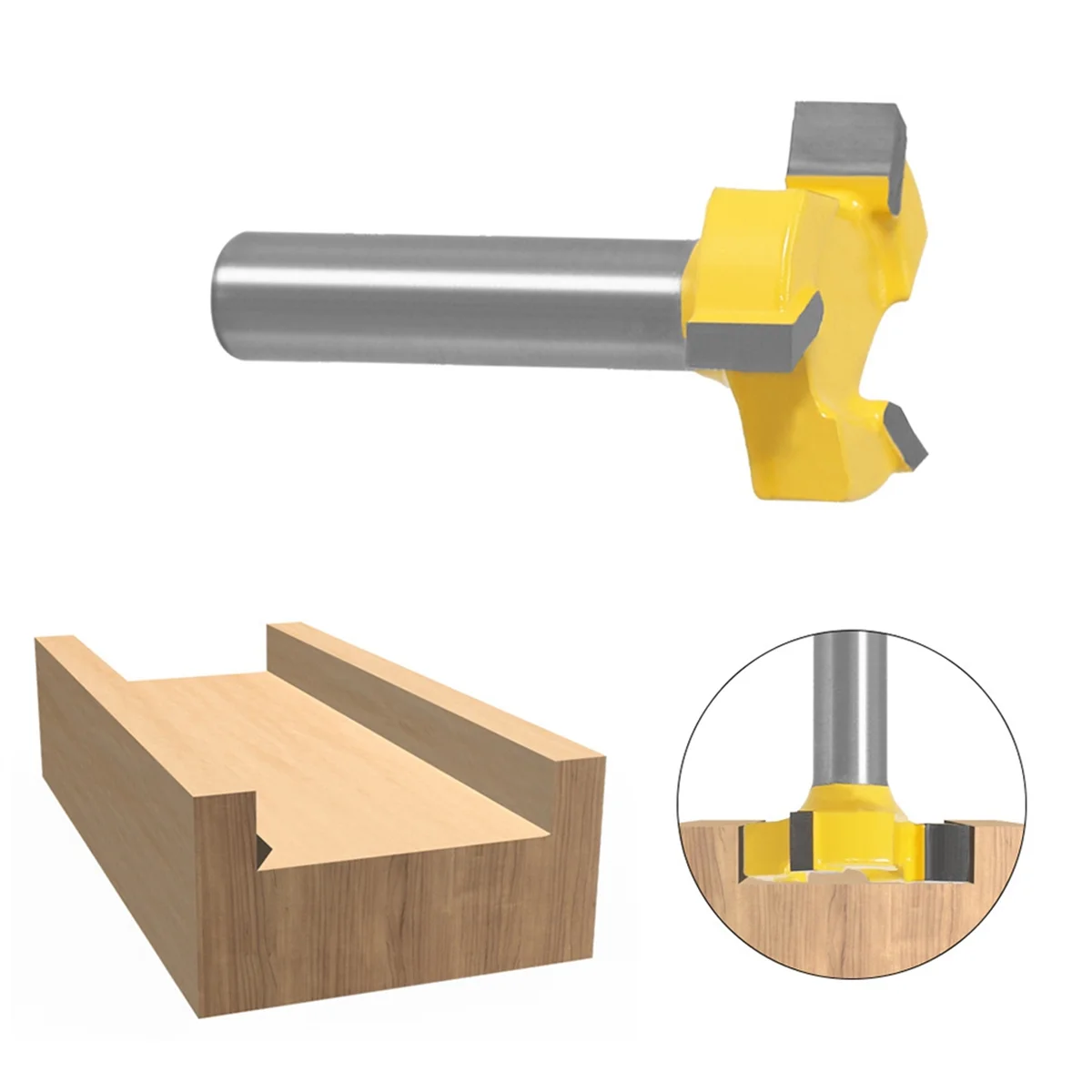 8mm Shank 3 Teeth T-Slot Router Bit Milling Straight Edge Slotting Milling Cutter Cutting Handle for Wood Woodwork