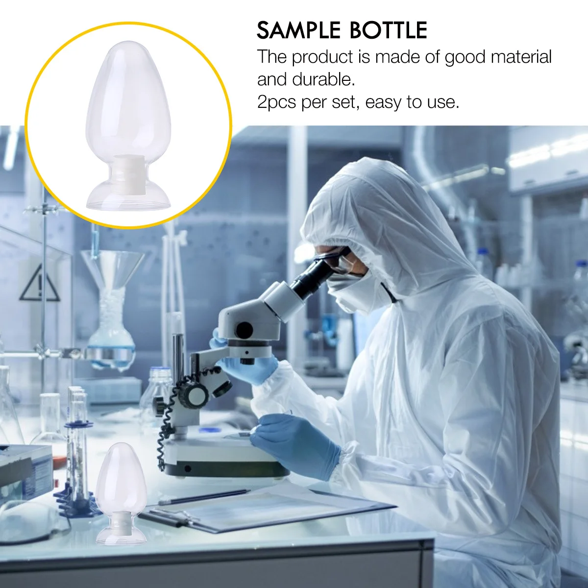 2Pcs Conical Glass Sample Bottle Chicken Heart Shape Laboratory Display Vial Stable Material Polished Edges Easy to Use