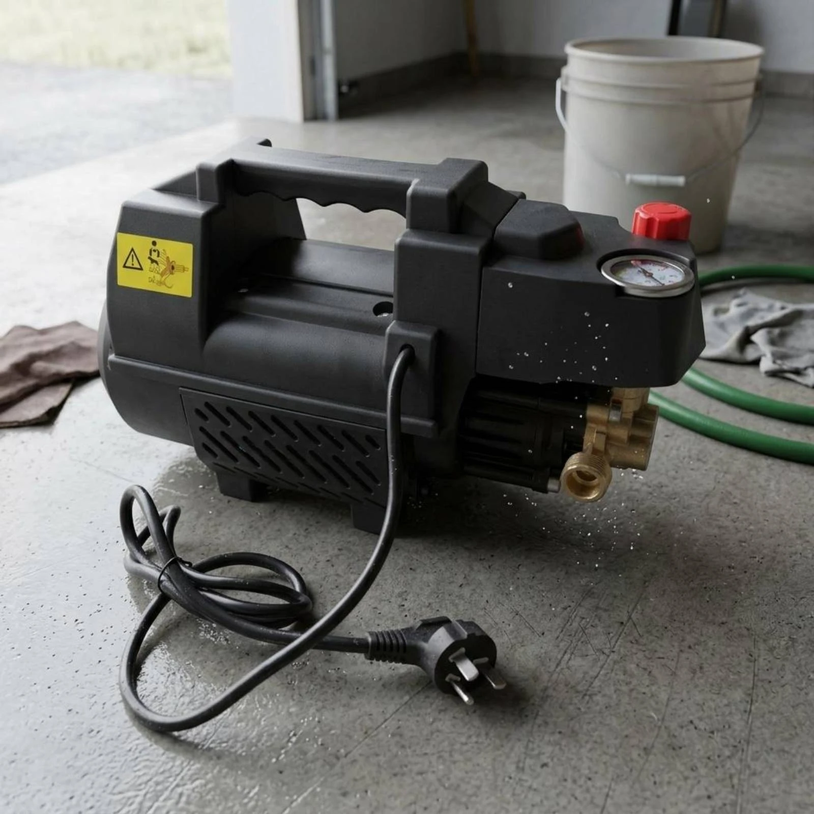 Electric Pressure Washer Built-in Handle High-Pressure Washer Self-Priming Pump Vented Body Rocker Switch for Cleaning