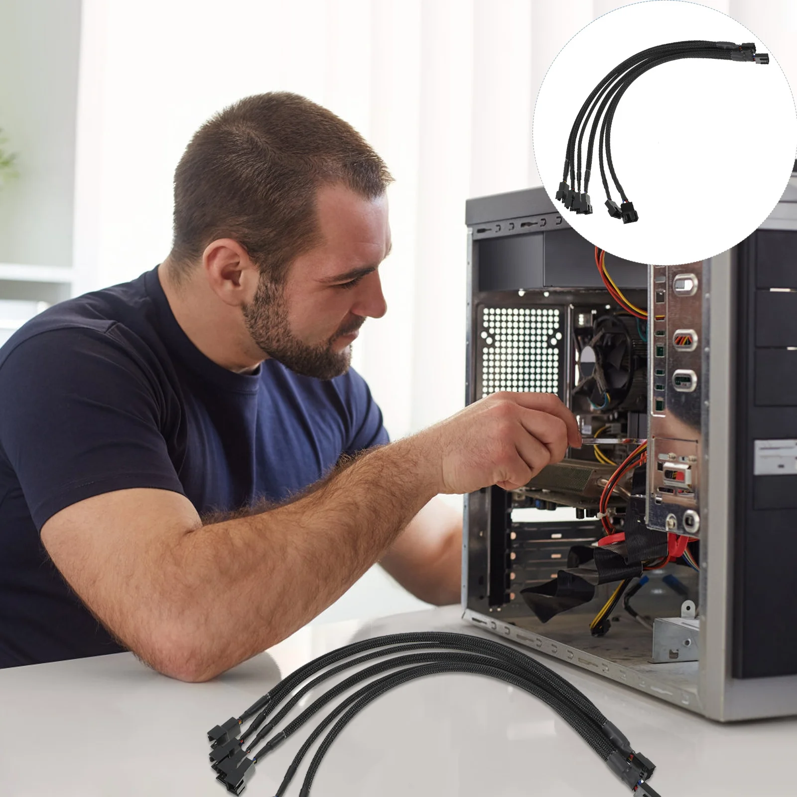 

2 шт., разветвитель вентилятора от 1 до 3, 4-контактный ШИМ-совместимый удлинительный кабель вентилятора для ПК для улучшенного охлаждения процессора, гарантия на долговечность