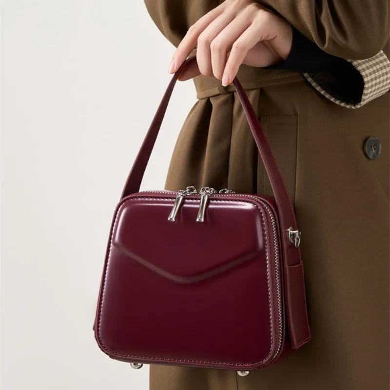 2025 Female Luxury Designer High Quality Underarm Cowhide Genuine Leather Handbags Women Vintage Shoulder Crossbody Bags