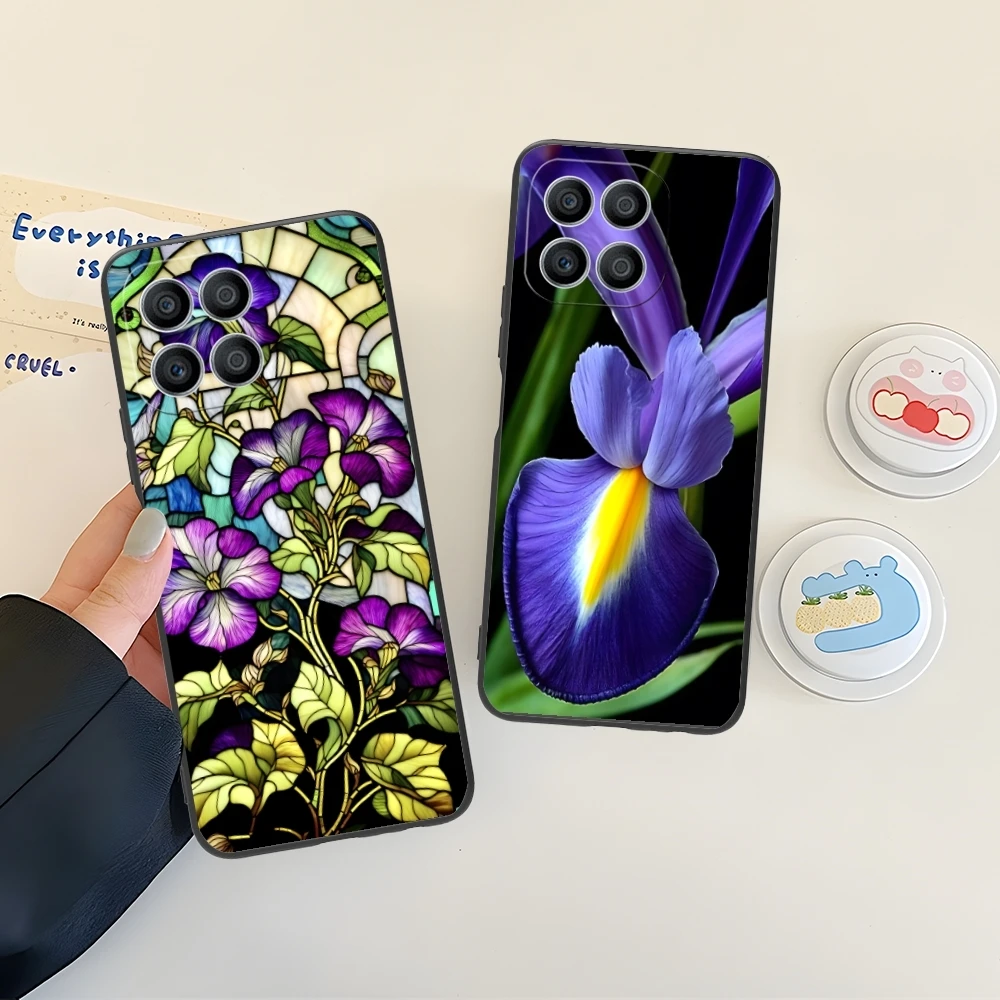 Iris Flower Pretty Mobile Cell Phone Case for Huawei Honor 90 80 70 60 50 30 20 10 9 8 7 Pro S SE Lite 5G Black Cover Shell