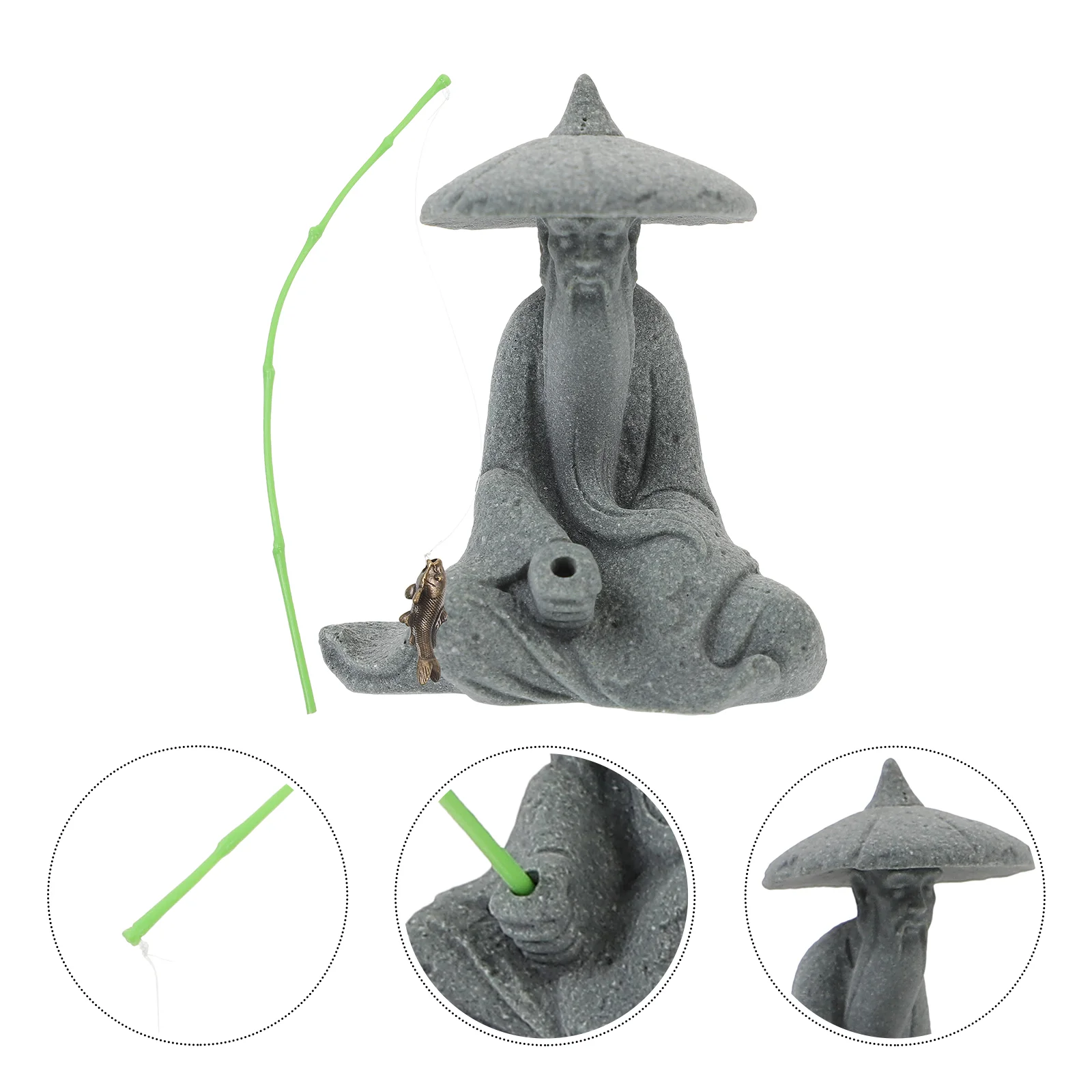 

Jiang Taigong Ornament Desktop Fisherman Statue Decor Ornaments for Crafts Exquisite Bonsai Figurine Decoration Small Resin