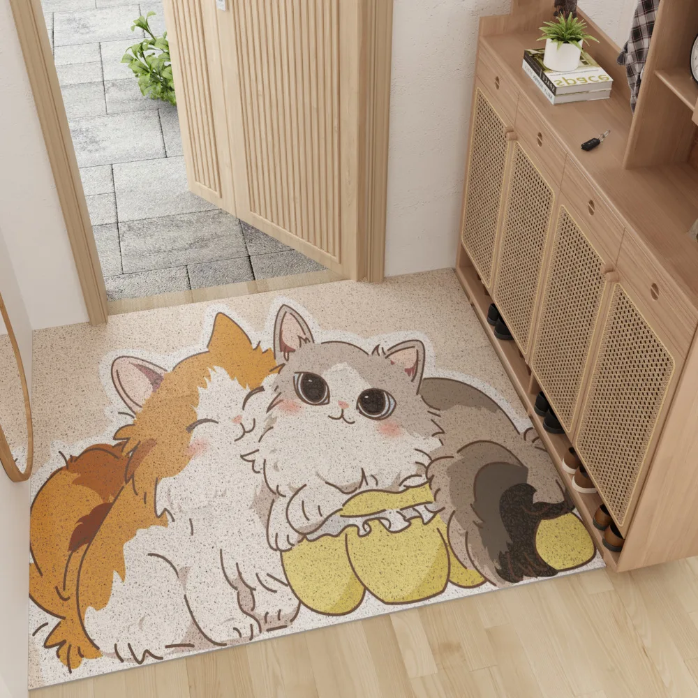 

New cartoon entry door silk ring floor mat door mat DIY cuttable pet mat porch dust removal non-slip foot mat